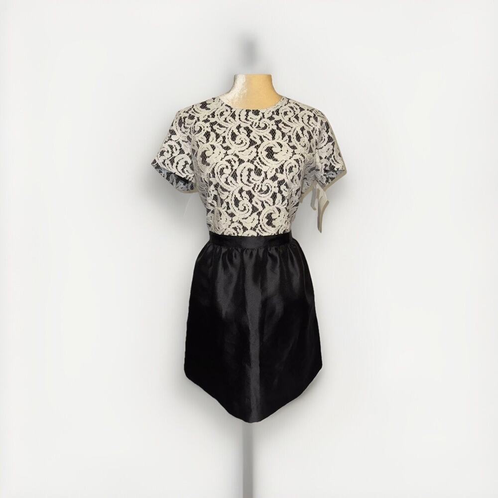 New Shoshanna White Lace Short Sleeve Colorblock A Line Dress w/Pockets Size 10 - Picture 1 of 10